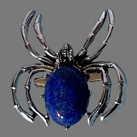 Jewelry - Lapis Lazuli Stone Spider Brooch Pendant Necklace Healing Gemstone Pendant